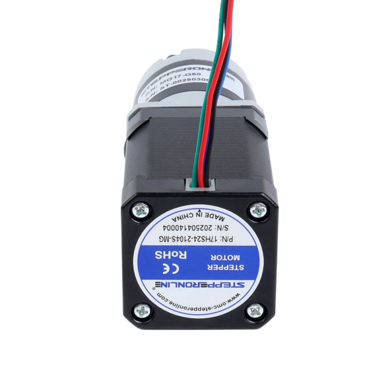 Motor paso a paso Nema 17 bipolar L=60mm w/ con caja de cambios planetaria serie MG relación de reducción 50 - 17HS24-2104S-MG50 | StepperOnline