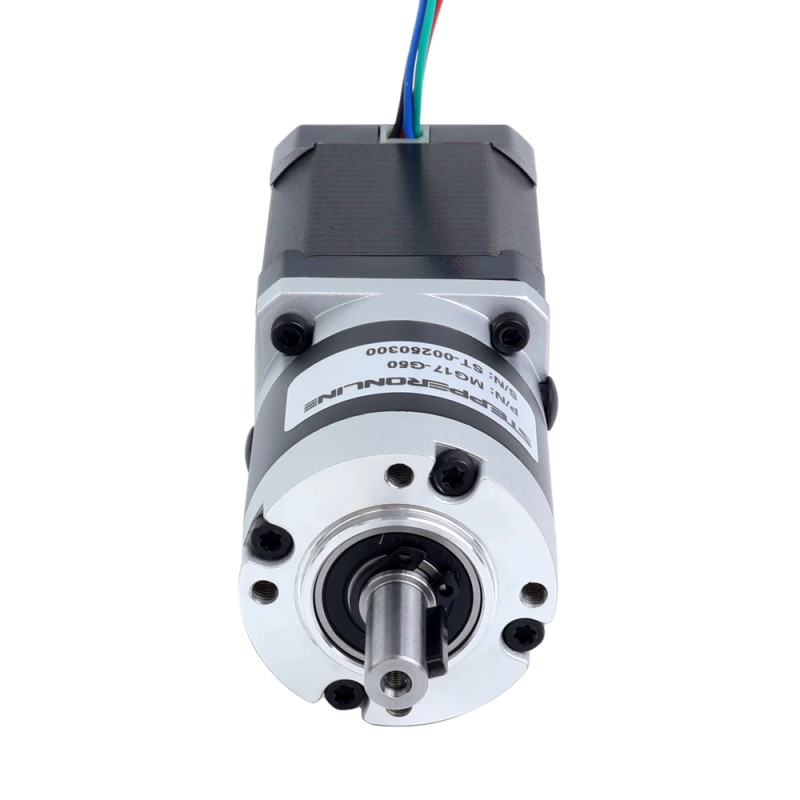 Motor paso a paso Nema 17 bipolar L=60mm w/ con caja de cambios planetaria serie MG relación de reducción 50 - 17HS24-2104S-MG50 | StepperOnline