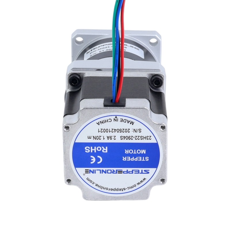 Motor paso a paso Nema 23 bipolar L=54.5mm w/ con caja de cambios planetaria serie MG relación de reducción 50:1 - 23HS22-2904S-MG50 | StepperOnline