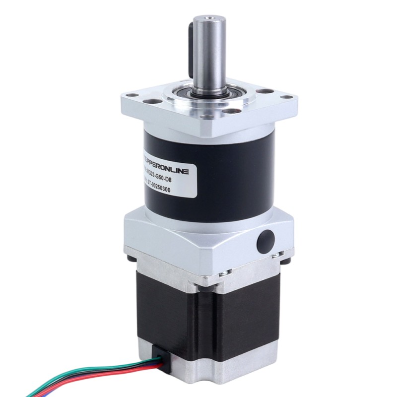 Motor paso a paso Nema 23 bipolar L=54.5mm w/ con caja de cambios planetaria serie MG relación de reducción 50:1 - 23HS22-2904S-MG50 | StepperOnline
