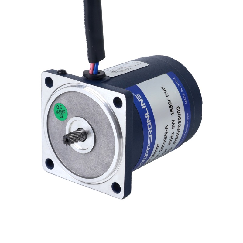 Fase única 110VAC 6W 60Hz Brida 60mm Relación de transmisión 15:1 Motor de inducción de CA con caja de cambios rectos