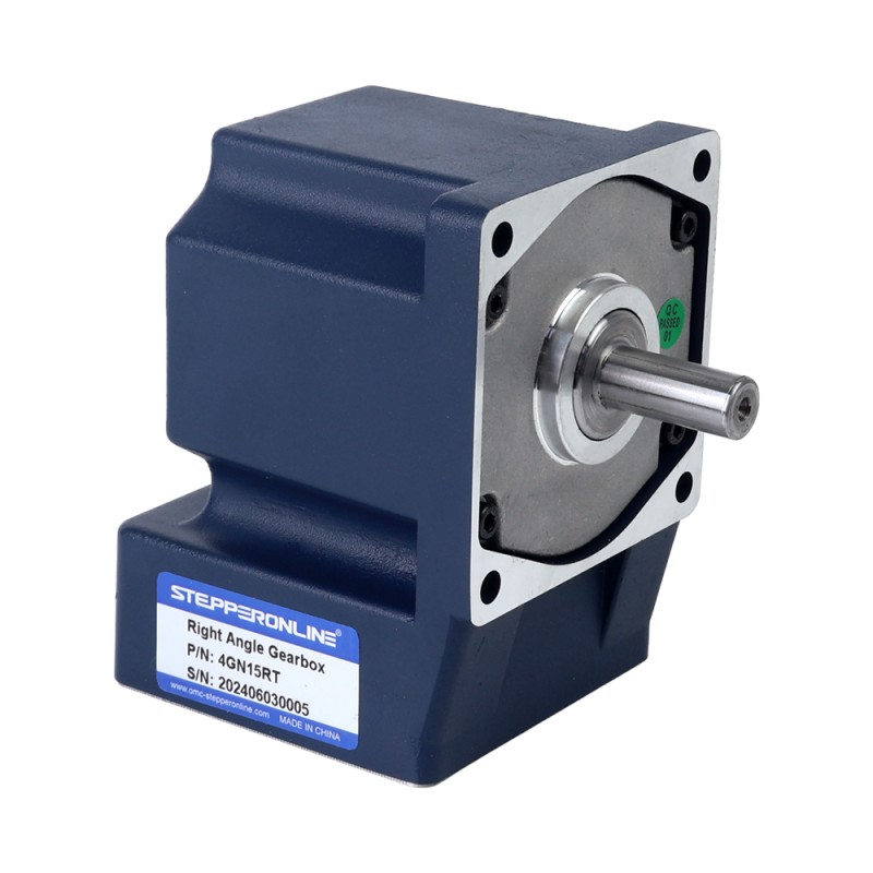 Cepillado 24V 60W 1,97Nm(278,98oz.in) 200RPM con motor de engranaje de CC con caja de cambios de ángulo recto 15:1 - F4D60-24GN-30S/4GN15RT | StepperOnline