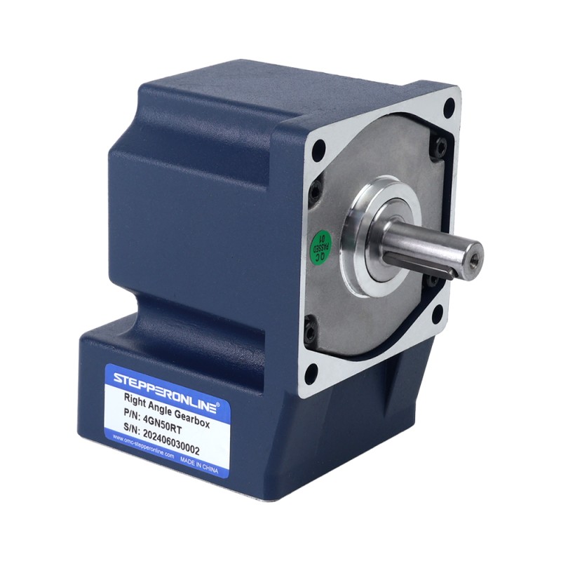 Cepillado 24V 60W 8.00Nm(1132,90oz.in) 36RPM con motor de engranaje de CC con caja de cambios de ángulo recto 50:1 - F4D60-24GN-18S/4GN50RT | StepperOnline