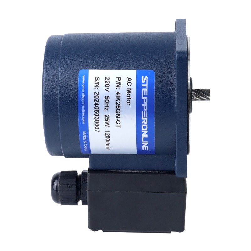 Fase única 220VAC 25W 50Hz Brida 80mm Relación de transmisión 50:1 Motor de inducción de CA con caja de cambios en ángulo recto