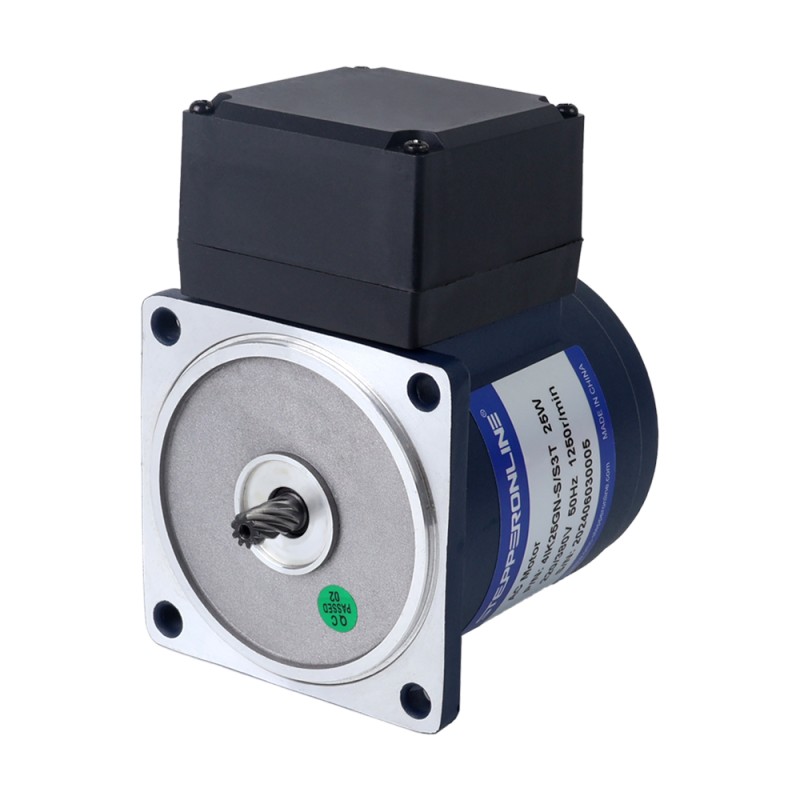 Tres fases 220VAC/380VAC 25W 50/60Hz Brida 80mm Relación de transmisión 20:1 Motor de inducción de CA con caja de cambios en ángulo recto