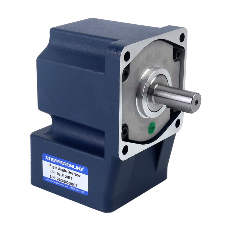 90W 220VAC 50Hz 13,5RPM 40,00Nm(5664,47oz.in) Brida 90mm Motor de inducción de CA monofásico con eje chavetero de caja de cambios en ángulo recto - 5IK90GU-CFT/5GU100RT | StepperOnline