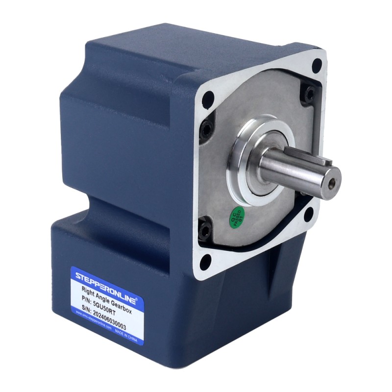 90W 220VAC 50Hz 27RPM 21,00Nm(2973,84oz.in) Brida 90mm Motor de inducción de CA monofásico con eje chavetero de caja de cambios en ángulo recto - 5IK90GU-CFT/5GU50RT | StepperOnline