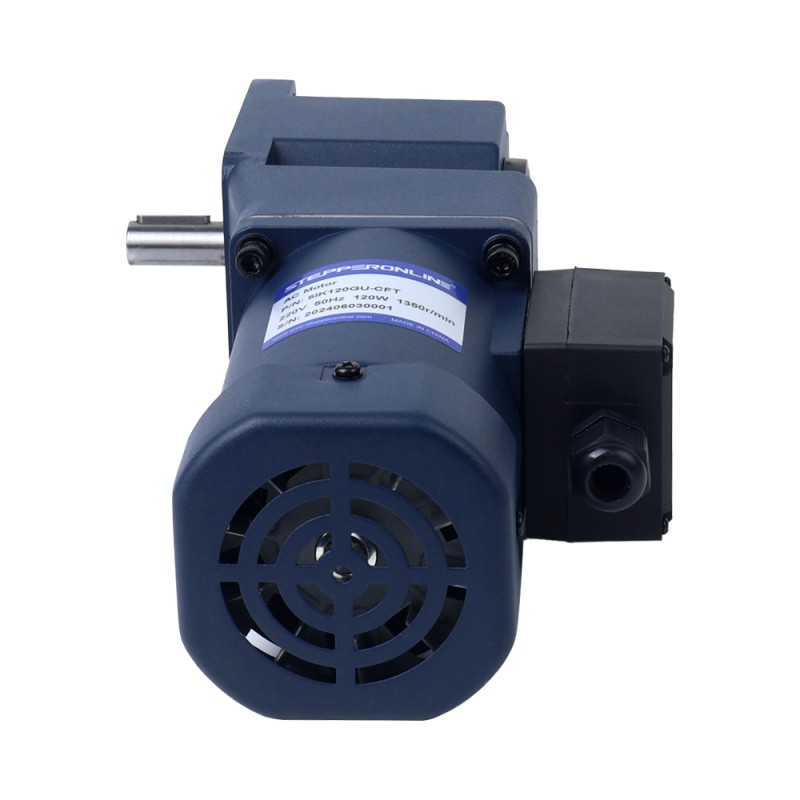 120W 220VAC 50Hz 13,5RPM 40,00Nm(5664,47oz.in) Brida 90mm Motor de inducción de CA monofásico con eje chavetero de caja de cambios en ángulo recto - 5IK120GU-CFT/5GU100RT | StepperOnline