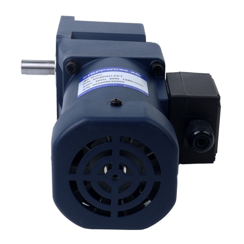 90W 220VAC 50Hz 13,5RPM 40,00Nm(5664,47oz.in) Brida 90mm Motor de inducción de CA monofásico con eje chavetero de caja de cambios en ángulo recto - 5IK90GU-CFT/5GU100RT | StepperOnline