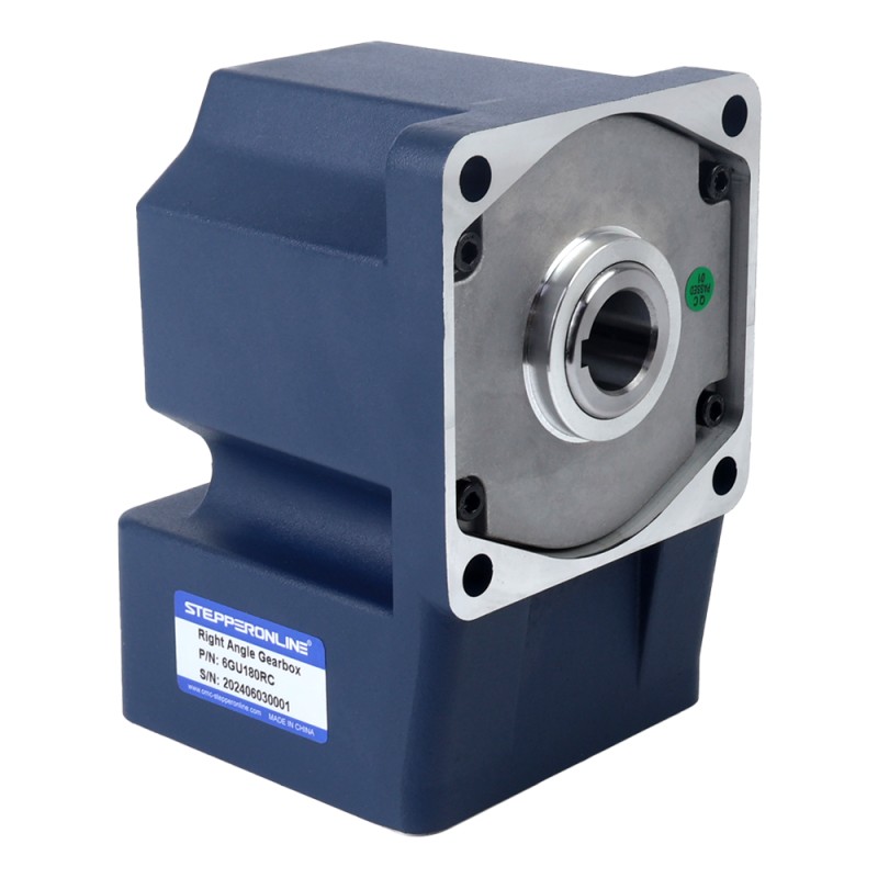 200W 220VAC/380VAC 50/60Hz 7,5RPM 60,00Nm(8496,70oz.in) Brida 104mm Motor de inducción de CA trifásico de eje hueco de caja de cambios de ángulo recto - 6IK200GU-S/S3FT/6GU180RC | StepperOnline