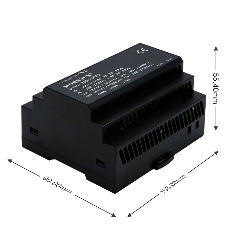 150W 24V 6.3A 85-264VAC/120-370VDC Carril DIN Fuente de alimentación conmutada