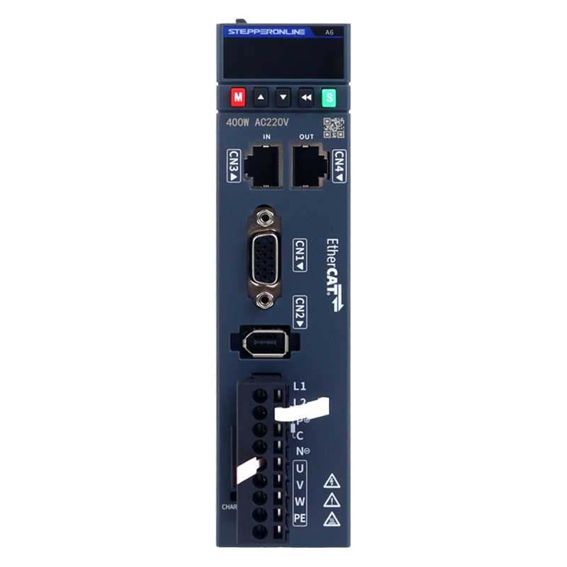 Kit de servomotor de CA EtherCAT de 400W serie A6, 3000rpm, 1,27Nm con freno, codificador absoluto de 17 bits IP67 - A6-EC400H2B1-M17 | StepperOnline
