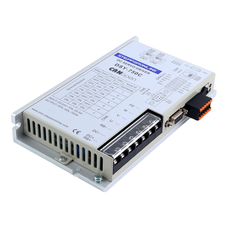 DSY Serie 750W Motor Servo CC CANopen 24-70VDC 2,39Nm con Freno 3000rpm Encoder Incremental 17-Bit IP65 - DSY-C750L2B2-M17S | StepperOnline