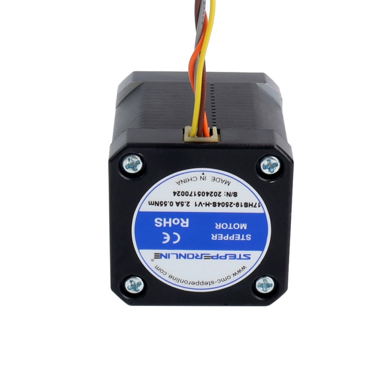 Nema 17 Motor paso a paso de alta temperatura 55Ncm (77,93oz.in) 55mm aislamiento de eje redondo clase H 180C - 17HS19-2504S-H-V1 | StepperOnline