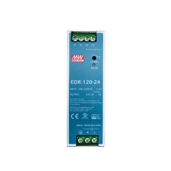 Fuente de Alimentación para riel DIN EDR-120-24 MEANWELL 120W 24VDC 5A 115/230VAC