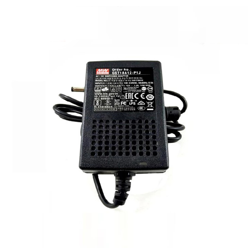 GST18A12-P1J MEANWELL 18W 12VDC 1.5A 115/230VACAC-DCAdaptador industrialVerde confiable