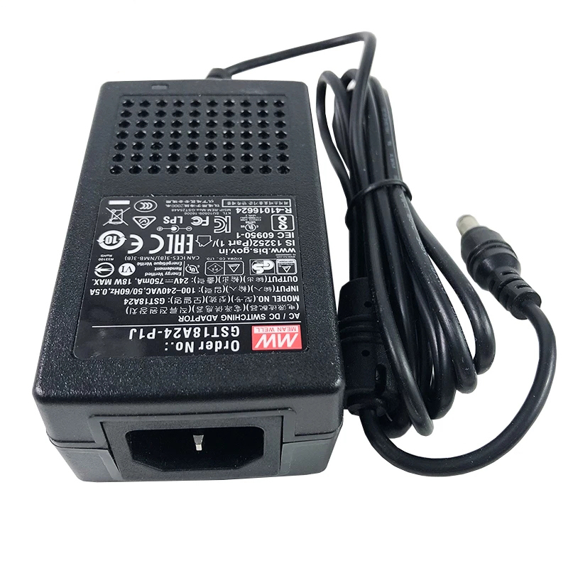 GST18A24-P1J MEANWELL 18W 24VDC 0.75A 115/230VACAC-DCAdaptador industrialVerde confiable