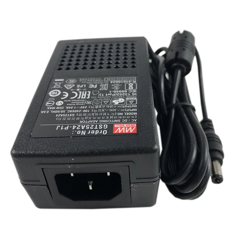 GST25A24-P1J MEANWELL 25W 24VDC 1.04A 115/230VACAC-DCAdaptador industrialVerde confiable