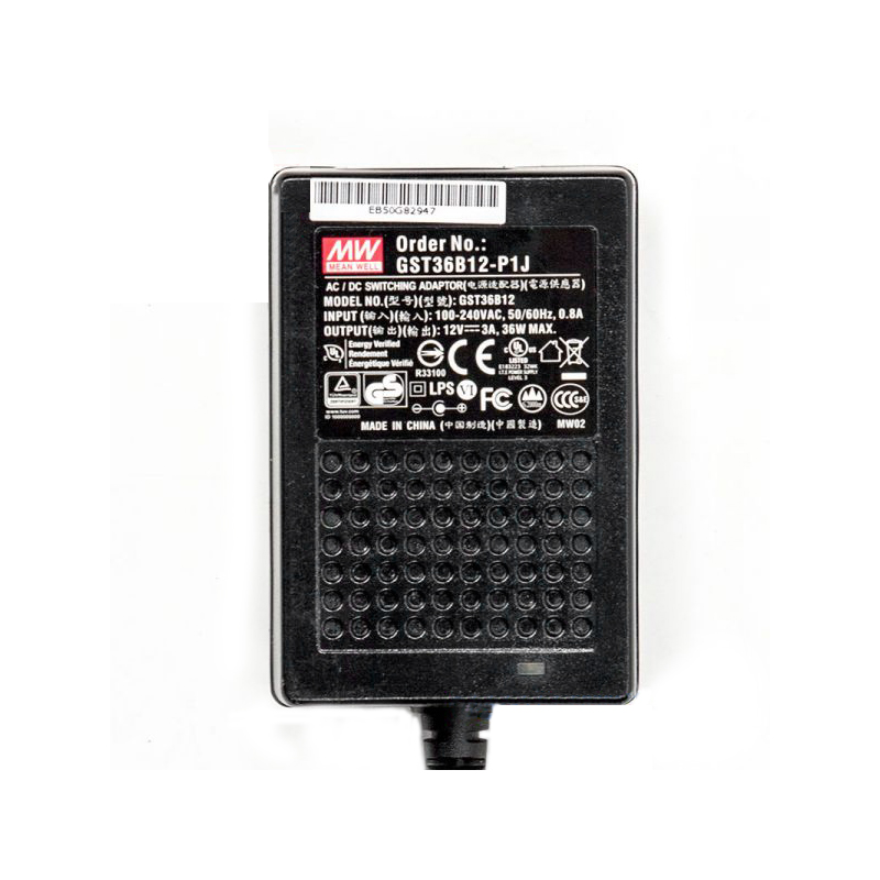GST36B12-P1J MEANWELL 36W 12VDC 3A 115/230VACAC-DCAdaptador industrialVerde confiable