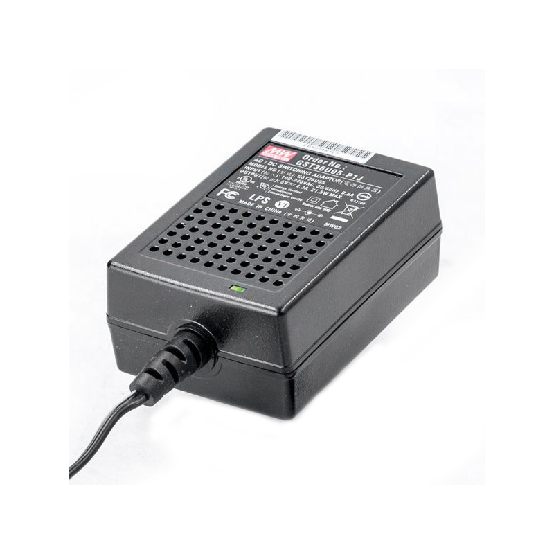 GST36U05-P1J MEANWELL 21.5W 5VDC 4.3A 115/230VACAC-DCAdaptador industrialVerde confiable