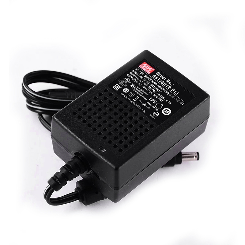 GST36U12-P1J MEANWELL 36W 12VDC 3A 115/230VACAC-DCAdaptador industrialVerde confiable