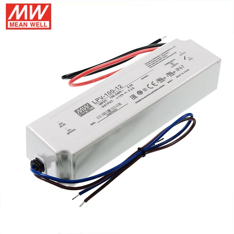 LPV-100-12 MEANWELL 12V 8.5A 100W Fuente deAlimentación conmutada de salida única