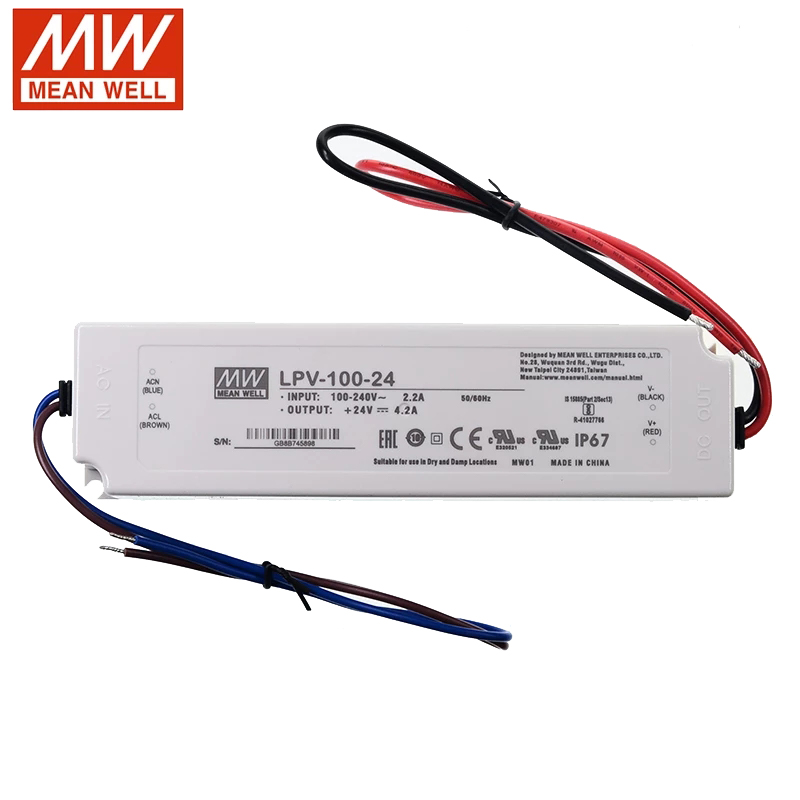 LPV-100-24 MEANWELL 24V 4.2A 100W Fuente deAlimentación conmutada de salida única