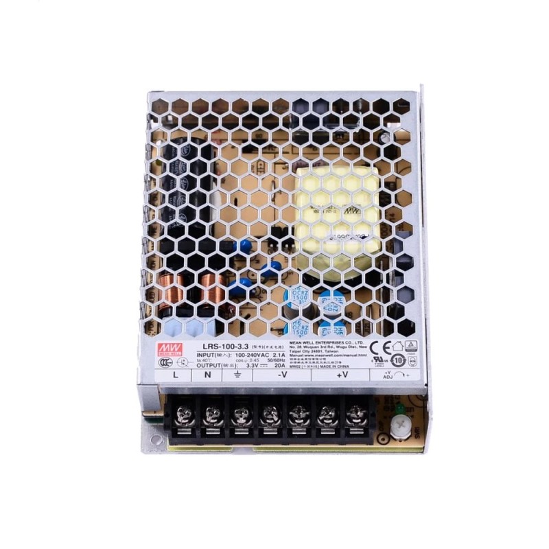 LRS-100-3.3 MEANWELL 66W 3.3VDC 20A 115/230VAC Fuente deAlimentación conmutada cerrada