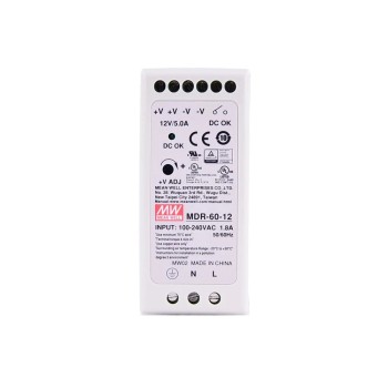 MDR-60-12 MEANWELL 60W 12VDC 5A 115/230VAC Fuente de Alimentación de carril DIN