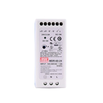 MDR-60-24 MEANWELL 60W 24VDC 2.5A 115/230VAC Fuente de Alimentación de carril DIN