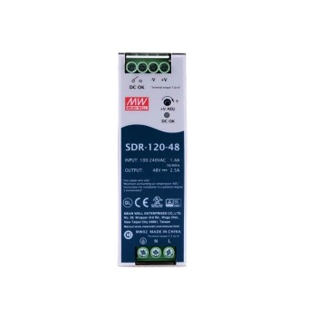 SDR-120-48 MEANWELL 120W 48VDC 2.5A 115/230VAC Salida única Industrial DIN RAIL con función PFC