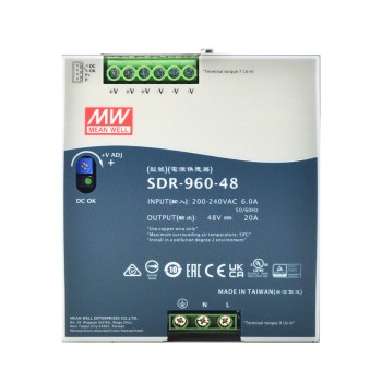 SDR-960-48 MEANWELL 960W 48VDC 20A 230VAC con función PFC Fuente de Alimentación de riel DIN