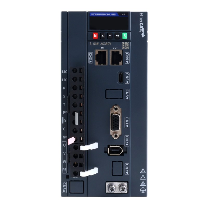 Kit de servomotor AC A6H Serie 2900W EtherCAT 1500rpm 18,60Nm codificador absoluto 17 bits IP67 - A6H-EC2900H3A1-M17 | StepperOnline