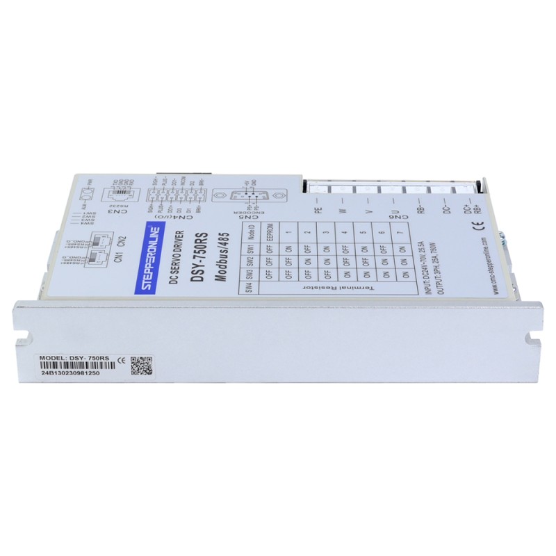 Servomotor de DC RS485 de 750W, serie DSY, 24-70VDC, 2,39Nm con freno, 3000rpm, codificador incremental de 17 bits, IP65 - DSY-RS750L2B2-M17S | StepperOnline