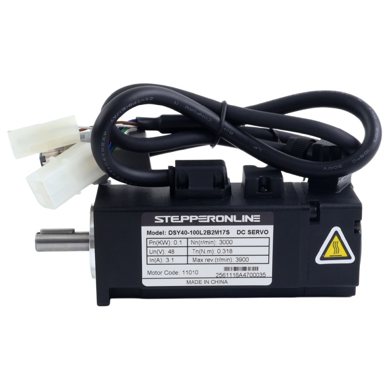 Servomotor de DC RS485 de 100W, serie DSY, 24-70VDC, 0,318Nm con freno, 3000rpm, codificador incremental de 17 bits, IP65 - DSY-RS100L2B2-M17S | StepperOnline