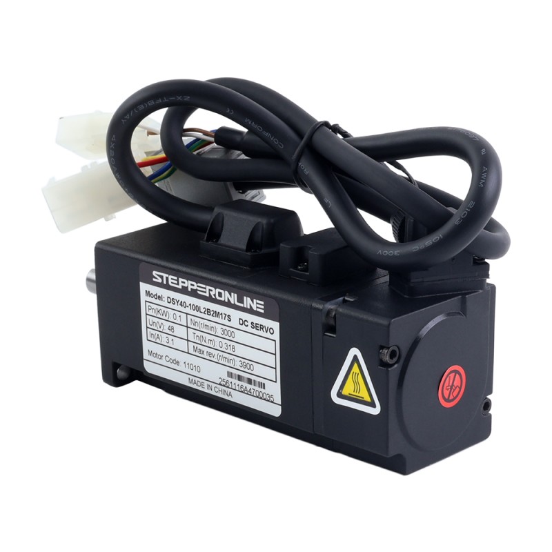 Servomotor de DC RS485 de 100W, serie DSY, 24-70VDC, 0,318Nm con freno, 3000rpm, codificador incremental de 17 bits, IP65 - DSY-RS100L2B2-M17S | StepperOnline