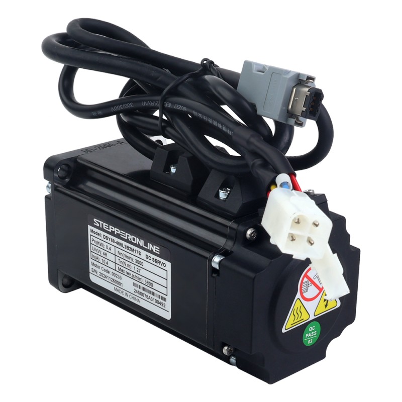 Servomotor de DC RS485 de 400W, serie DSY, 24-70VDC, 1,27Nm con freno, 3000rpm, codificador incremental de 17 bits, IP65 - DSY-RS400L2B2-M17S | StepperOnline