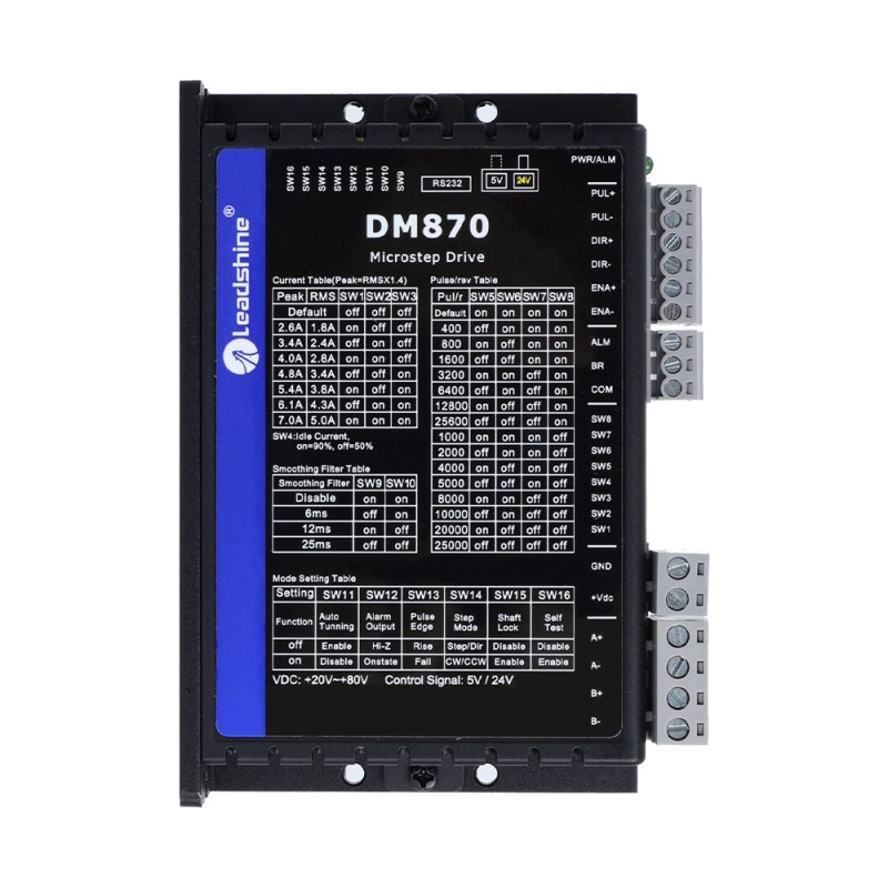 Drivers para motores digital Leadshine 0.5-7.0A 20-80VDC para motor Nema 23, 24, 34