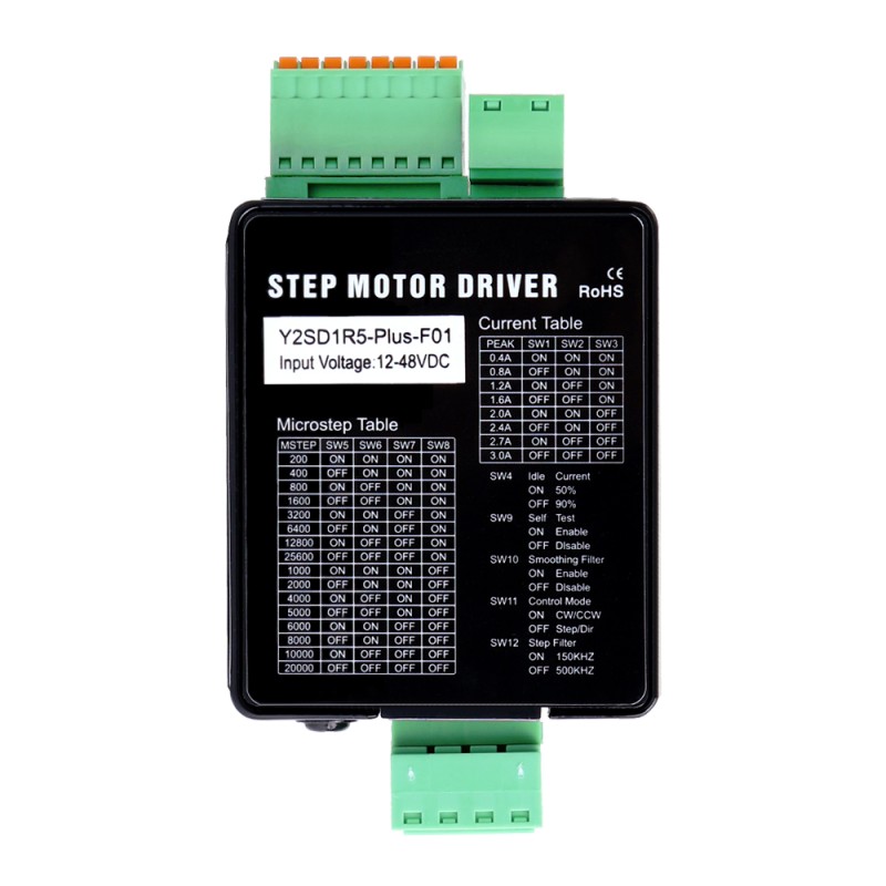 Controlador de motor paso a paso de pulso CC 0.4-3.0A 12-48VDC Función de alarma y control de E/S para motor paso a paso Nema 11, 14, 17, 23