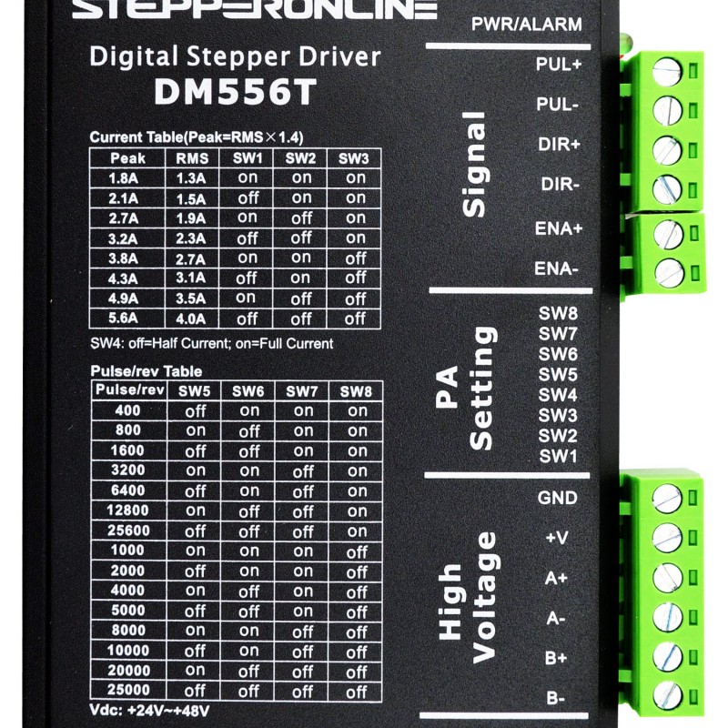 Kit de 3 ejes 3.0Nm(425oz.in) 4.2A Nema 23 Motor y Driver DM556T y fuente de alimentación de 48V