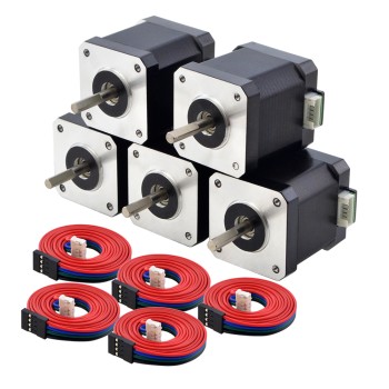 5uds E Series Nema 17 Bipolar 55Ncm(77.88oz.in) 2A 42x42x48mm 4 Hilos con 1m de Cable y Conector