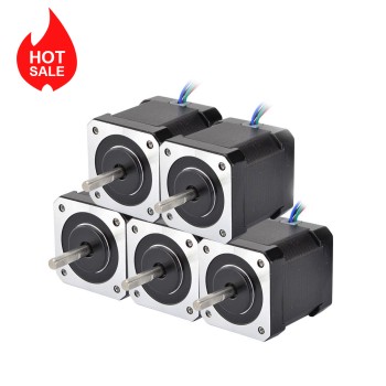 5pcs Nema 17 Bipolar 59Ncm(83.55oz.in) 2A 42x42x48mm 4 Hilos con 1m de Cable y Conector