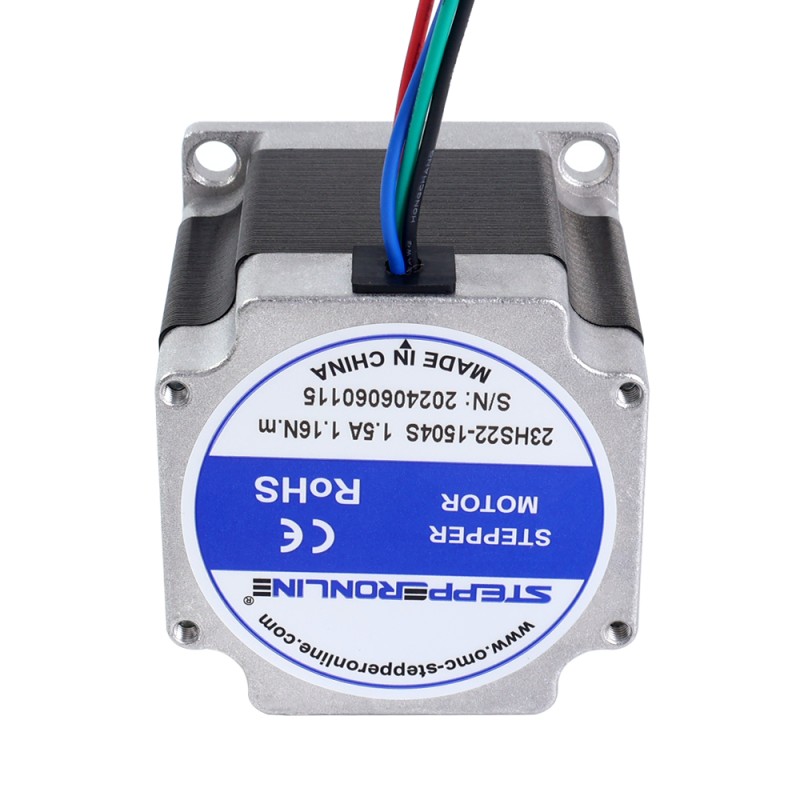 Motor paso a paso Nema 23 Bipolar 1,8° 1,16Nm (164,3oz-in) 1,5A 57x57x56mm con cable de 165mm y conector Molex - 23HS22-1504S-C14 | StepperOnline