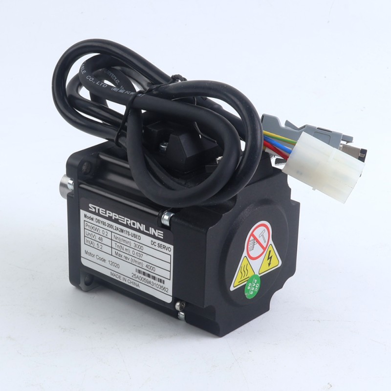 Servomotor deDC RS485 de 200W, serie DSY, 24-70VDC, 0,637Nm, 3000rpm, codificador incremental de 17 bits, IP65 - DSY-RS200L2A2-M17S | StepperOnline