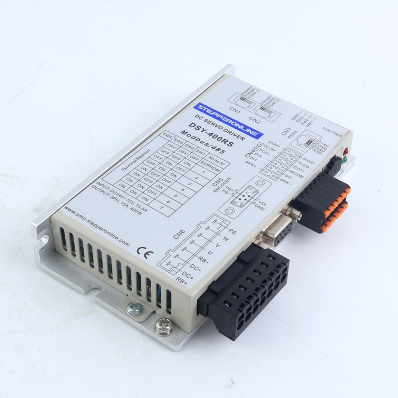 Servomotor de DC RS485 de 400W, serie DSY, 24-70VDC, 1,27Nm con freno, 3000rpm, codificador incremental de 17 bits, IP65 - DSY-RS400L2B2-M17S | StepperOnline